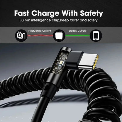 120W Fast Charging Coiled Type C Cable