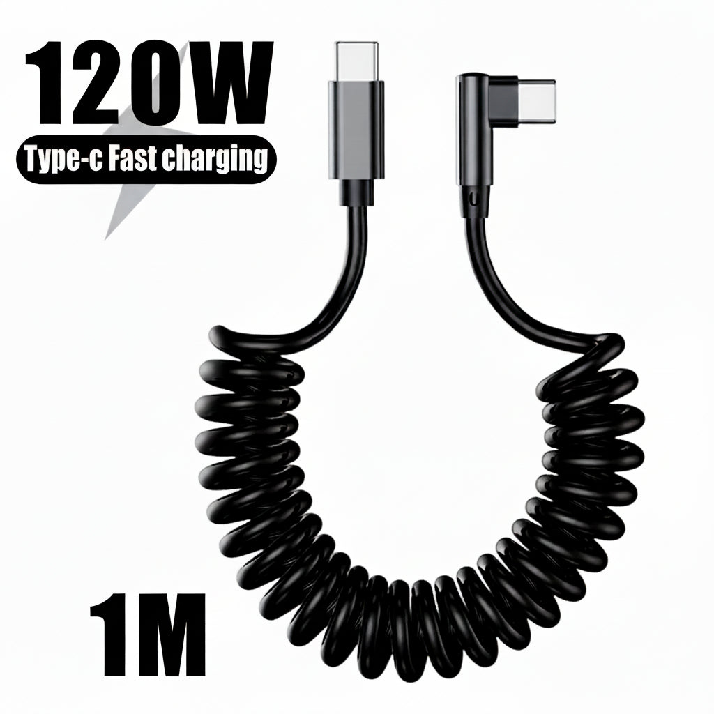 120W Fast Charging Coiled Type C Cable